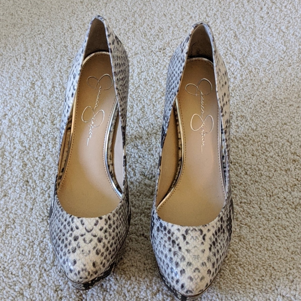 Snake skin platform high heel by Jessica Simpson